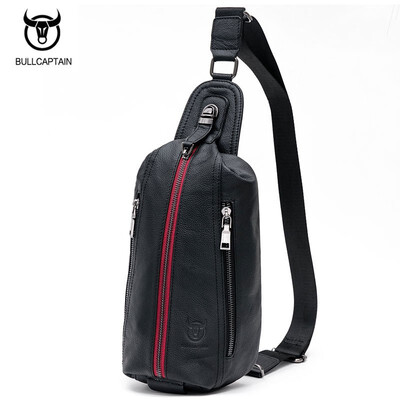 

BULLCAPTAIN 2018 Mens Famous Brand Shoulder Bags Fashion Leather Crossbody Bags Male casual messenger bag sling chest bag
