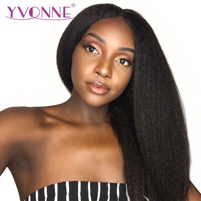 

YVONNE 180 Density 360 Lace Frontal Wigs Kinky Straight For Black Women Pre Plucked Lace Wig 100 Human Remy Hair Products
