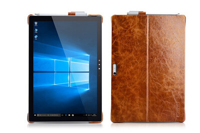 

icarer brand Case for Surface Pro 4 Sleeve shell with Pencil holder oil wax case for 12 inches genuine leather natural