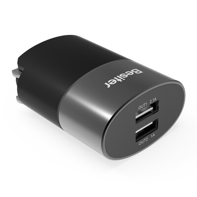 

Besiter 5V / 2.1A mobile phone / tablet / dual output smart adapter foldable plug portable charger / charger 0802 star gray