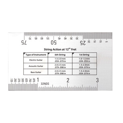 

Durable String Action Ruler Gauge Tool in/mm for Guitar Bass Mandolin Banjo