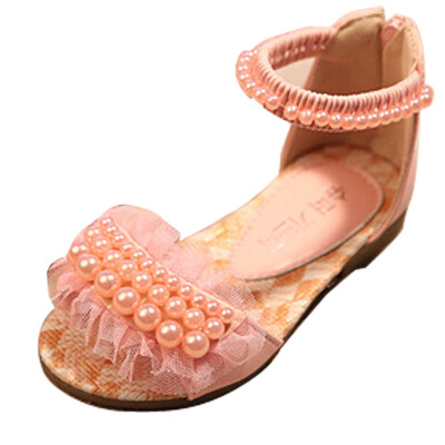 

Toddler Kid Girl Summer Lace Princess Sandal Ankle Strap Flat Oxford Dress Shoes