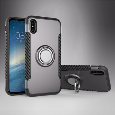 

Fecoprior Back Cover For iPhone XS X iPhoneXS Case Car Holder Stand Hard PC Silicon Ring Suction Bracket Celulars