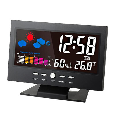 

°C°F Multifunctional Indoor Colorful LCD Digital Temperature Humidity Meter Weather Station Clock Thermometer Hygrometer Calendar