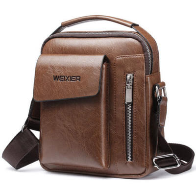 

AU Trendy Men Fashion Crossbody Bag Small Casual Hand Bag PU Leather Male Bag