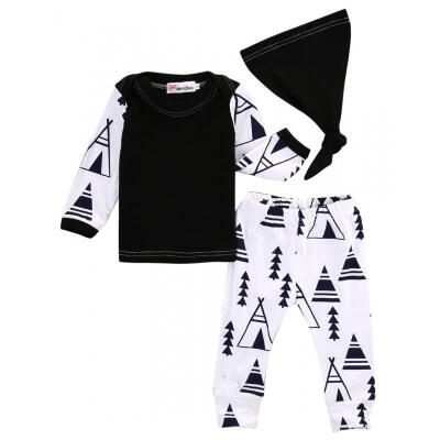 

Cute Triangle Newborn Baby Boys T-shirt TopsLong PantsHats Outfit Clothes Set