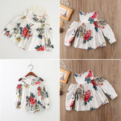 

Summer Newborn Baby Girl Floral Off Shoulder Dress Party Sundress Dresses