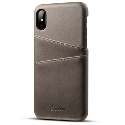 

Applicable iphoneXS Max Mobile Phone Case Samsung Huawei Mobile Phone Leather Case Card Protective Case Gray
