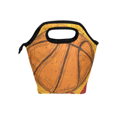 

Basketball Lunch Bag Tote Travel Picnic Insulated Handbags Portable Zipper Lunch Bag Box