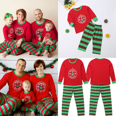 

New Family Matching Christmas Pajamas Set Adult Women Kids Sleepwear Nightwear
