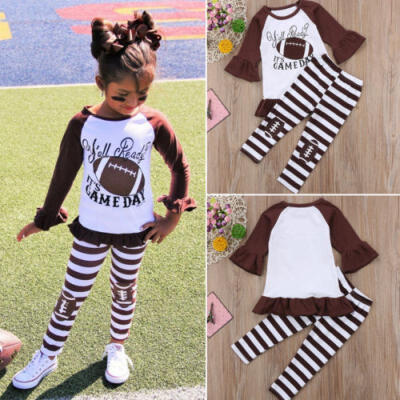 

Toddler Kids Baby Girls Outfits Clothes T-shirt Tops DressLong Pants 2PCS Sets