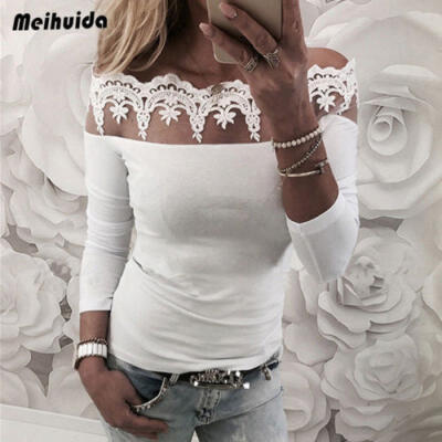 

Women Ladies Summer Off Shoulder Slim Top Long Sleeve Blouse Casual Tops T Shirt