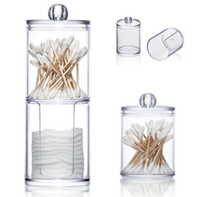 

Makeup Cosmetic Case Clear Q-tip Storage Holder Cotton Pad Swab Box Organizer
