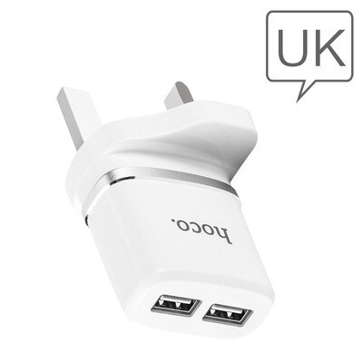 

HOCO 5V 24A Universal Dual USB Charger Wall Charger EU US UK Plugs Portable for iPhone Samsung Xiaomi Charging Double Adapter