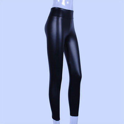 

High Waist Leggings Mat Wet Look Stretch Faux Imitation Leather Full Length Lady