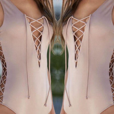 

Womens Bandage Brazilian Swimsuit One Piece Monokini Beach Swimwear Bikini Set