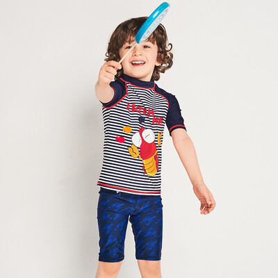 

Yizi childrens swimwear boys baby split surf clothing small childrens cartoon print hot spring swimsuit EZI18B018 cartoon shrimp 110cm
