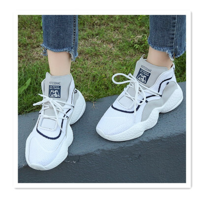 

Korean version of the thick bottom of the increase single shoes high shoes womens shoes coconut fly woven sneakers