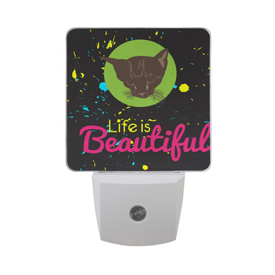 

ALAZA LED Night Light With Smart Dusk To Dawn SensorEyes Of The Slamese Cat Darkness Plug In Night Light