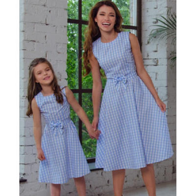 

Family Matching Outfit Mother&Daughter Clothes Dresses Baby Girl Plaid Skirt