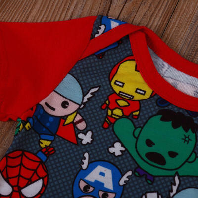 

Newborn Baby Boy Romper Jumpsuit Cartoon Heros Pattern Summer Clothes Outfits