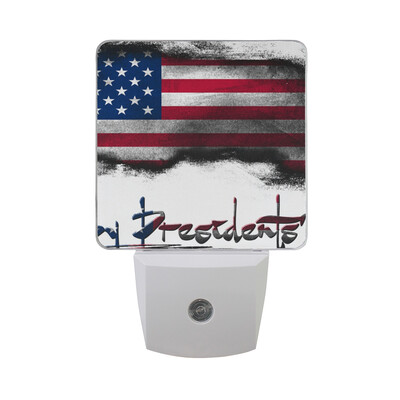 

ALAZA LED Night Light With Smart Dusk To Dawn SensorPresidents Day USA Flag On Building Roof Plug In Night Light
