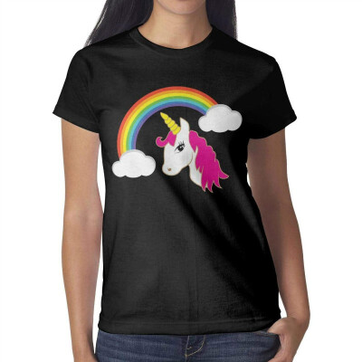 

Cartoon Unicorns Fart Rainbows Womens Black t Shirts Novelty Womens Ladies Cotton Tshirts