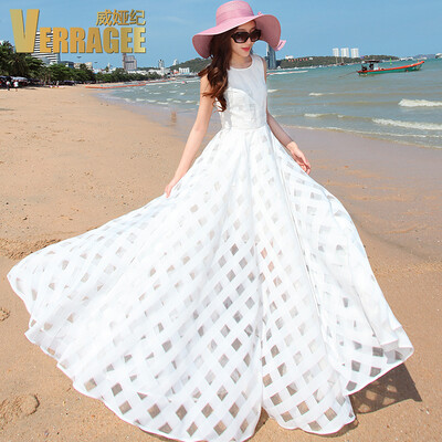 

VERRAGEE 2017 Europe&the United States women&39s summer new Slim solid color was thin dress European root yarn fashion drag