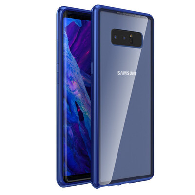 

For Samsung Galaxy Note 8 Slim Hard Shockproof Case Magnetic Adsorption Metal Bumper Tempered Glass Back Cover Case