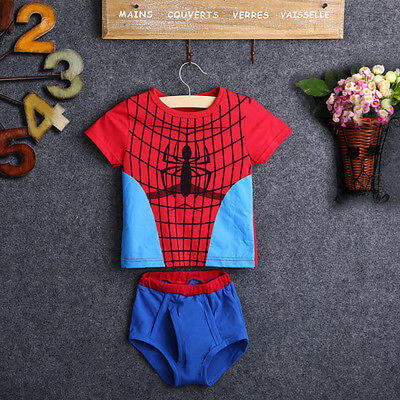 

bebé Bebé Niño Spider-Man Batman Algodón Suave camisetaPantalones cortos Traje