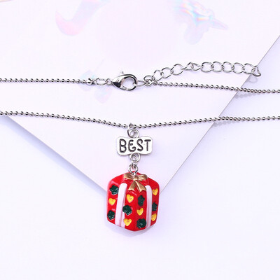 

Childrens Christmas Gift Box Bell Resin Necklace Good Friends BFF Pendant Necklace