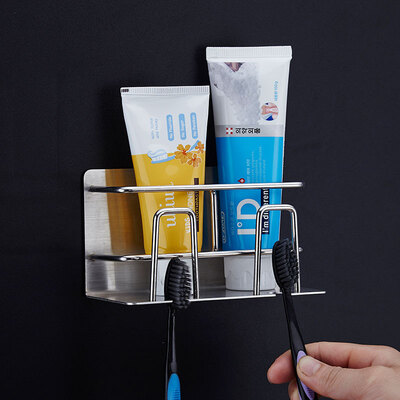 

Hundred words multi-function toothbrush holder stainless steel bathroom rack bathroom rack toothbrush toothpaste holder 304 multi-function toothbrush toothpaste rack