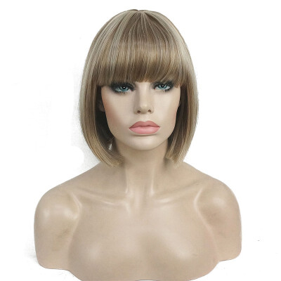 

StrongBeauty Short Bob Wig Point Part Bangs Full synthetic Wigs COLOUR CHOICES