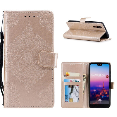 

MOONCASE Huawei P20 Blue&White Porcelain Embossed Leather Case - Gold