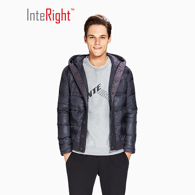 

INTERIGHT Mens Down Jacket Knitted Threshold Hooded Casual Down Jacket Gray Blue M