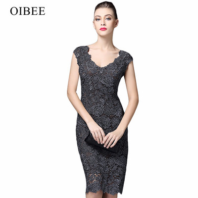 

OIBEE2018 spring womens new lace embroidered dress Slim bag hip V-neck vest skirt women