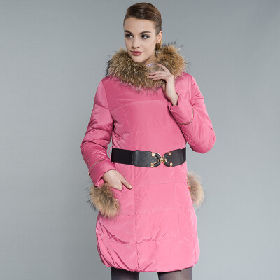 

Snow flying (SNOW FIYING) ladies down jacket in the long section Slim thin coat collar X1301152 121153 (pink rose) 155