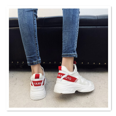 

2018 new womens fashion sports mountaineering heel with points increased feet shoes Harajuku style Korean sports shoes breathable