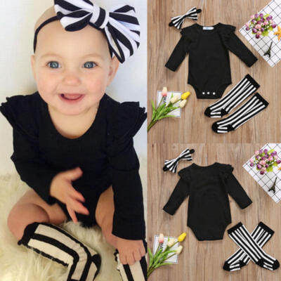 

Cute Newborn Baby Girls Ruffle Romper Jumpsuit Socks Leggings Clothes Outfits