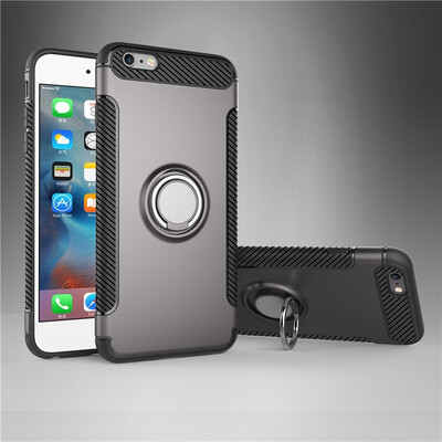 

Fecoprior Back Cover For iPhone 6 6S Plus 55inch Case Car Holder Stand Hard PC Silicon Ring Suction Bracket Celulars