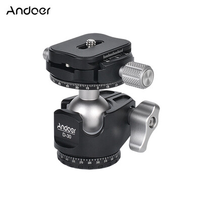 

Andoer D-30 Professional Double Panoramic Head CNC Machining Aluminum Alloy Ball Head Double U Notch Design Low Center of Gravity