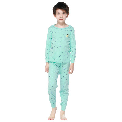 

Red Beans (Hodo) Cotton Underwear Set Men's Middle Children Low Round Collar Qiu Qiuqiu Home Service Pajamas HD8077 Green 120