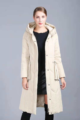 

Winter down jacket womens new big patch pocket light luxury high-end hooded long thick warm coat