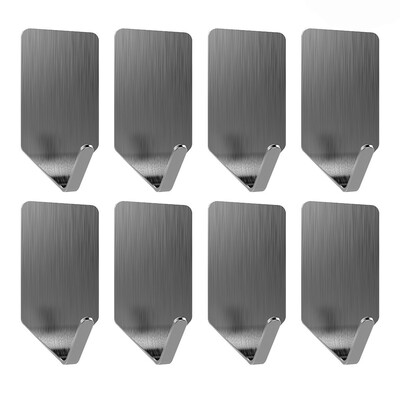 

UpperX 8pcs Self-Adhesive Hooks Sticky Hangers Brushed Stainless Steel Small Type Waterproof Corrosion Protection for Bathroom