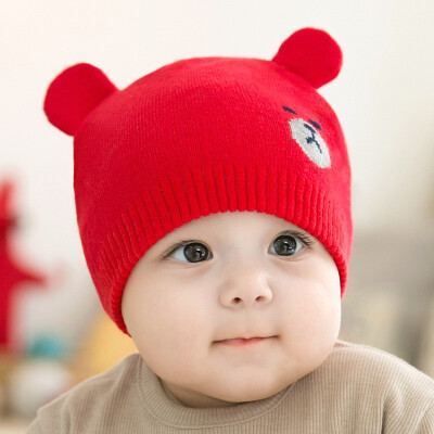 

Fashion Newborn Hats Knitted Warm Bear Round Machine Cap Protects Ear Bonnet Baby Winter Caps