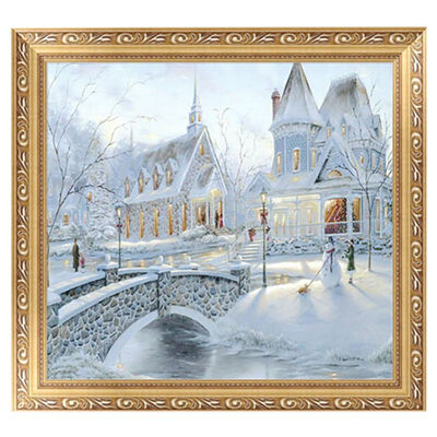 

UpperX 5D Diamond Painting Christmas Snow Building DIY Cross Stitch Kit for Home Decor