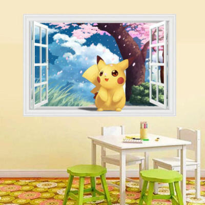 

Pokemon Pikachu 3D Window View Wall Sticker Vinyl Decals Kids Room Decor Mural