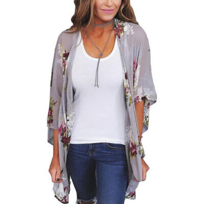 

Boho Vintage Women Floral Loose Shawl Kimono Cardigan Chiffon Coat Jacket Blouse