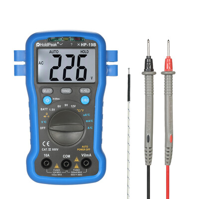 

HoldPeak Backlight LCD Display Multi-functional Digital Multimeter DCAC Voltage Current Meter Resistance Temperature Battery Test