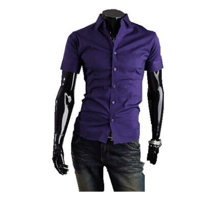 

New 2015 Summer British Shirt Mens Slim Fit Man Short Sleeve Shirts Men's Clothing Slim Casual shirts 17 Coloe 5 Size XXXL
